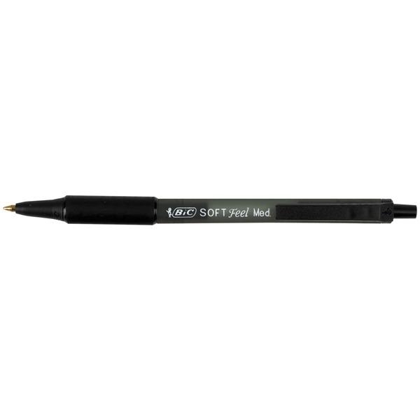 Penna a sfera a scatto Bic Soft Feel Clic nera - tratto 0,4 mm - fusto nero  (conf. 12)