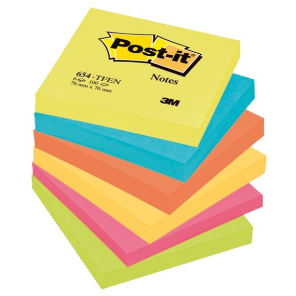 POST-IT® - 7000033938 - Foglietti colorati notes neon assortiti neon conf.  21 blocchetti + 3 gratis da 100 ff - cp 654-np24 - 4046719273959