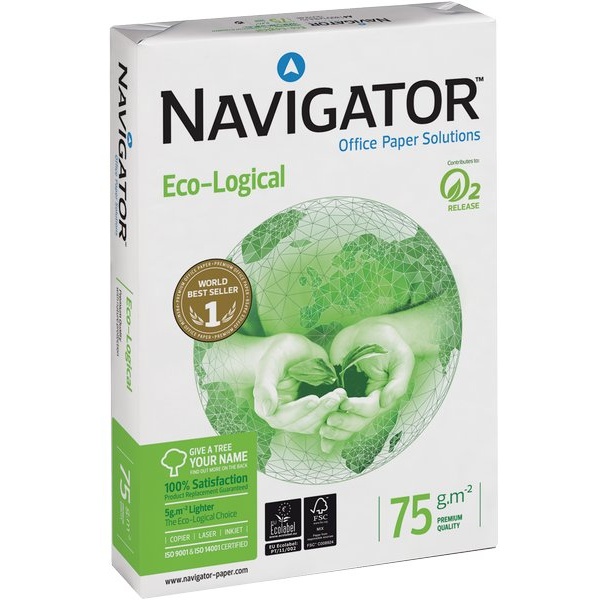 Carta A4 Navigator Eco-logical per fotocopie (75 gr) - 5 risme da 500 fogli