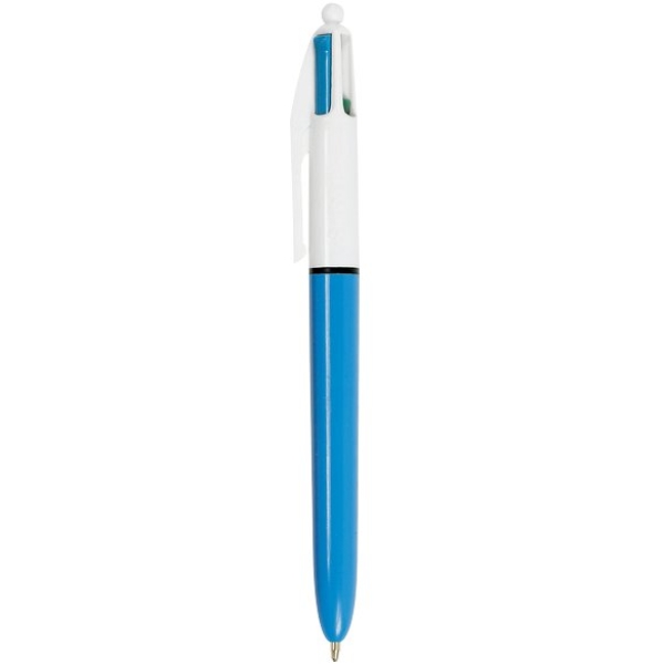 Penna a sfera 4 colori Bic multicolore - tratto 0,4 mm - fusto  bianco/azzurro (conf. 12)